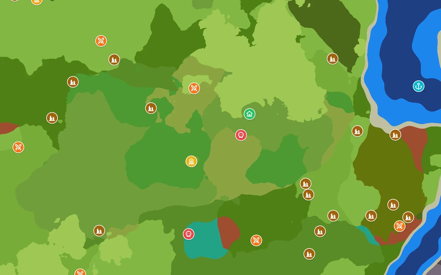 Hytale 0.7 seed map for seed 12345 with the world spawn and temple portal marked, used to check whether a seed matches the game